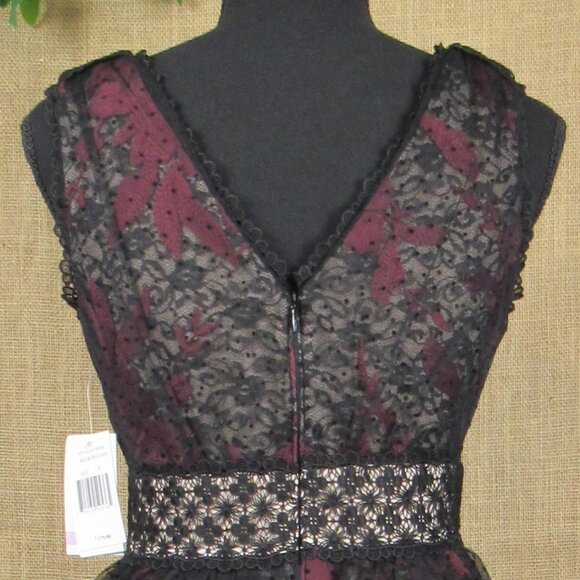 Taylor (Black Label) Embroidered Floral and Lace Tiered Mesh Dress - Picture 10 of 13